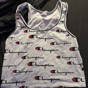 Champion White and Black Logo Tank Top